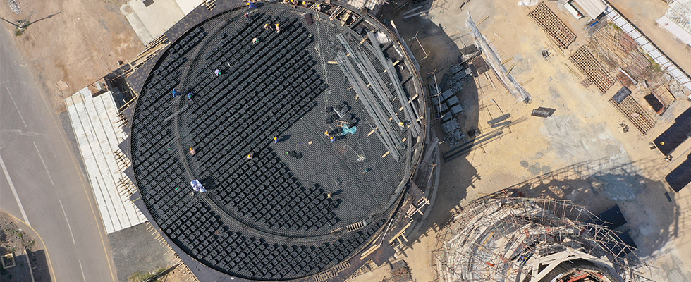 New Nautilus Evo roof slab construction at Mahboob Bin Al Ruhail Mosque